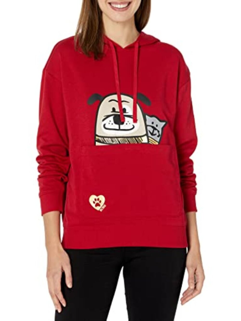 Skechers BOBS Red Graphic Hoodie XL Dog Cat Pocket Cozy Sweatshirt Cute Casual